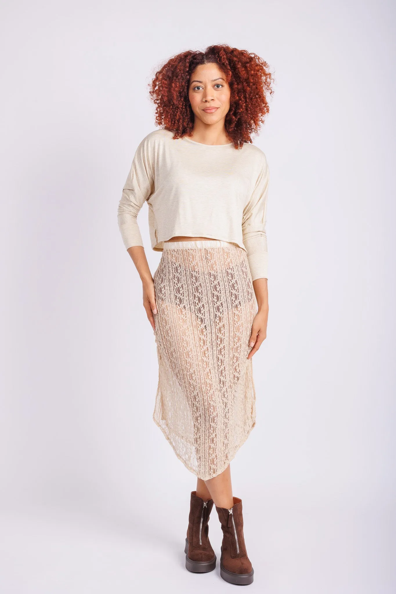 Sheer Nude Maxi Skirt