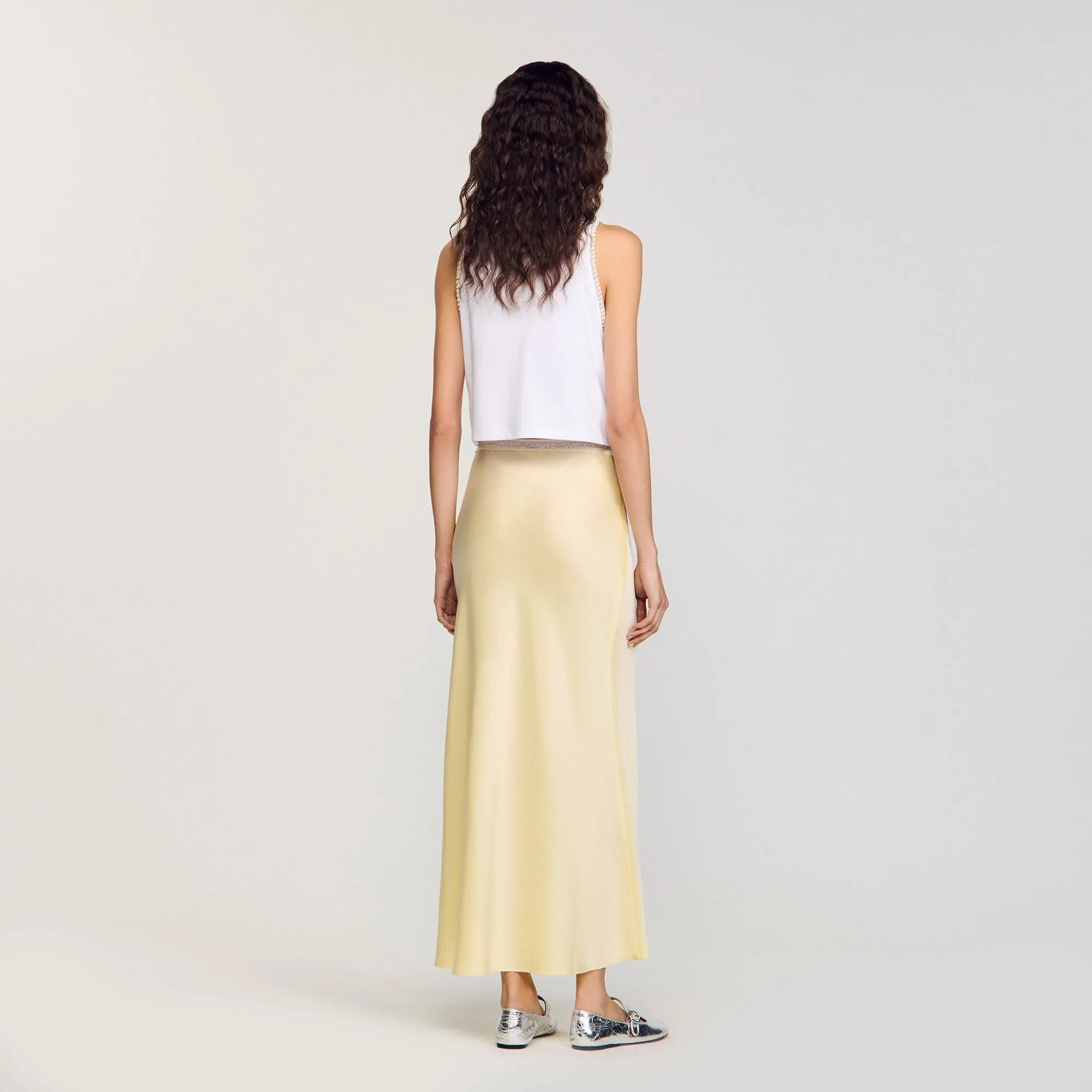 Skyn Long Satin-Effect Skirt Yellow