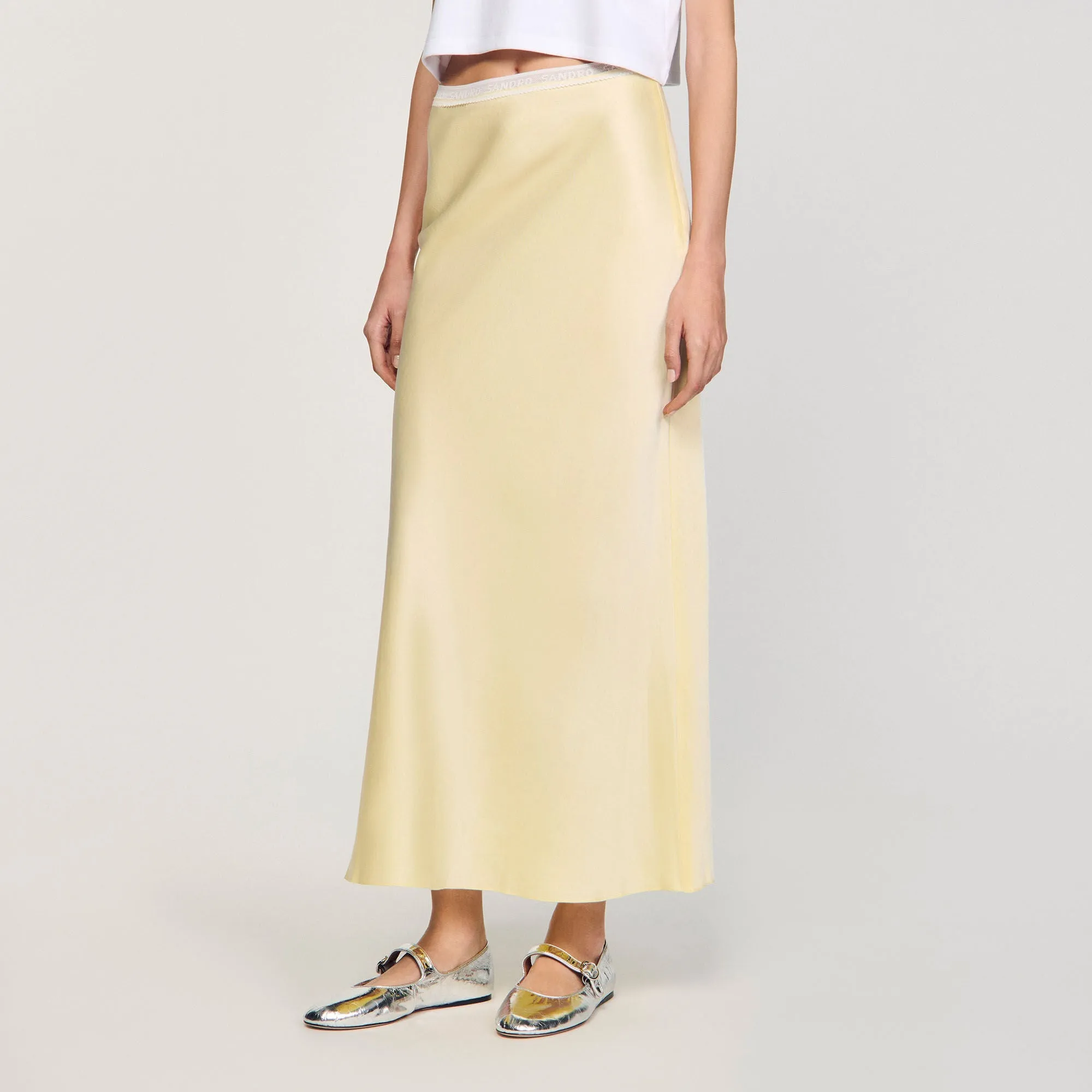Skyn Long Satin-Effect Skirt Yellow