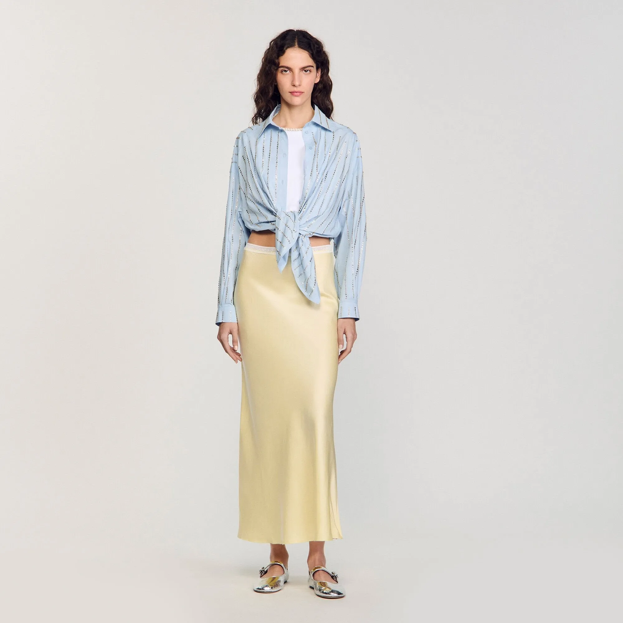 Skyn Long Satin-Effect Skirt Yellow