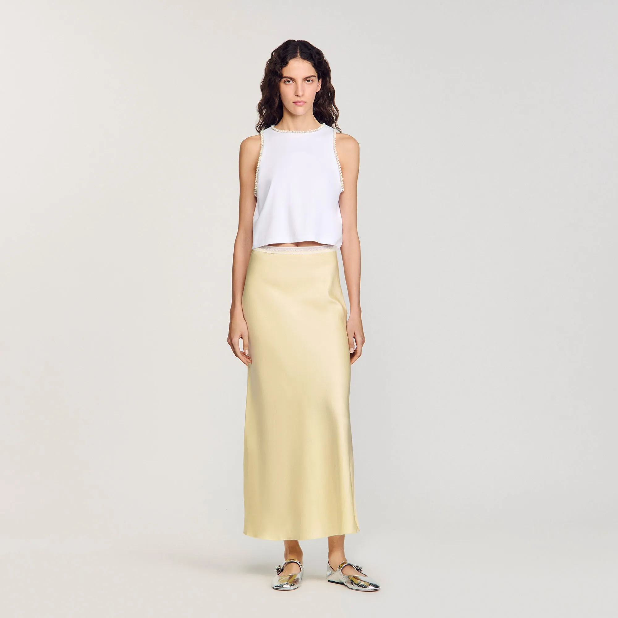 Skyn Long Satin-Effect Skirt Yellow