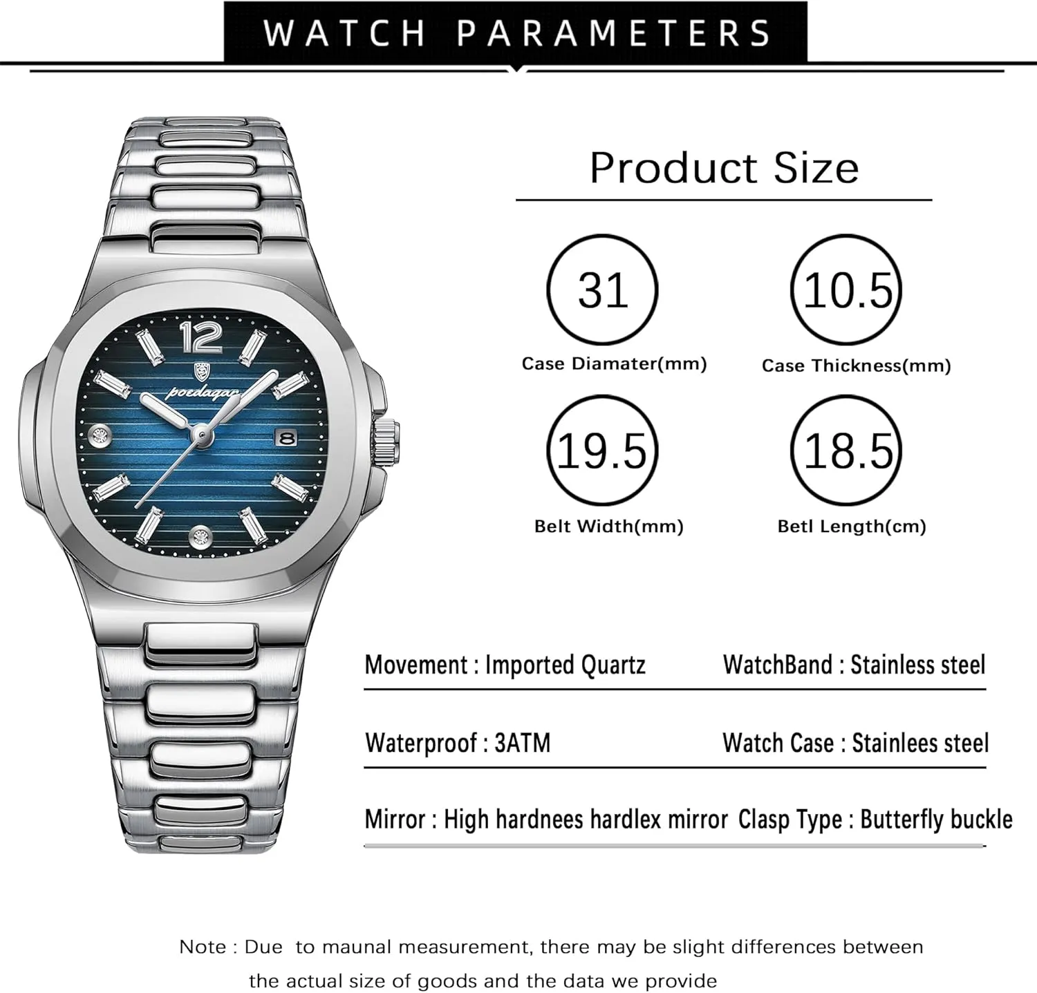 Watch for Women Business Dress Analog Quartz Two Tone Stainless Steel Waterproof Luminous Date Luxury Casual Wrist Watch