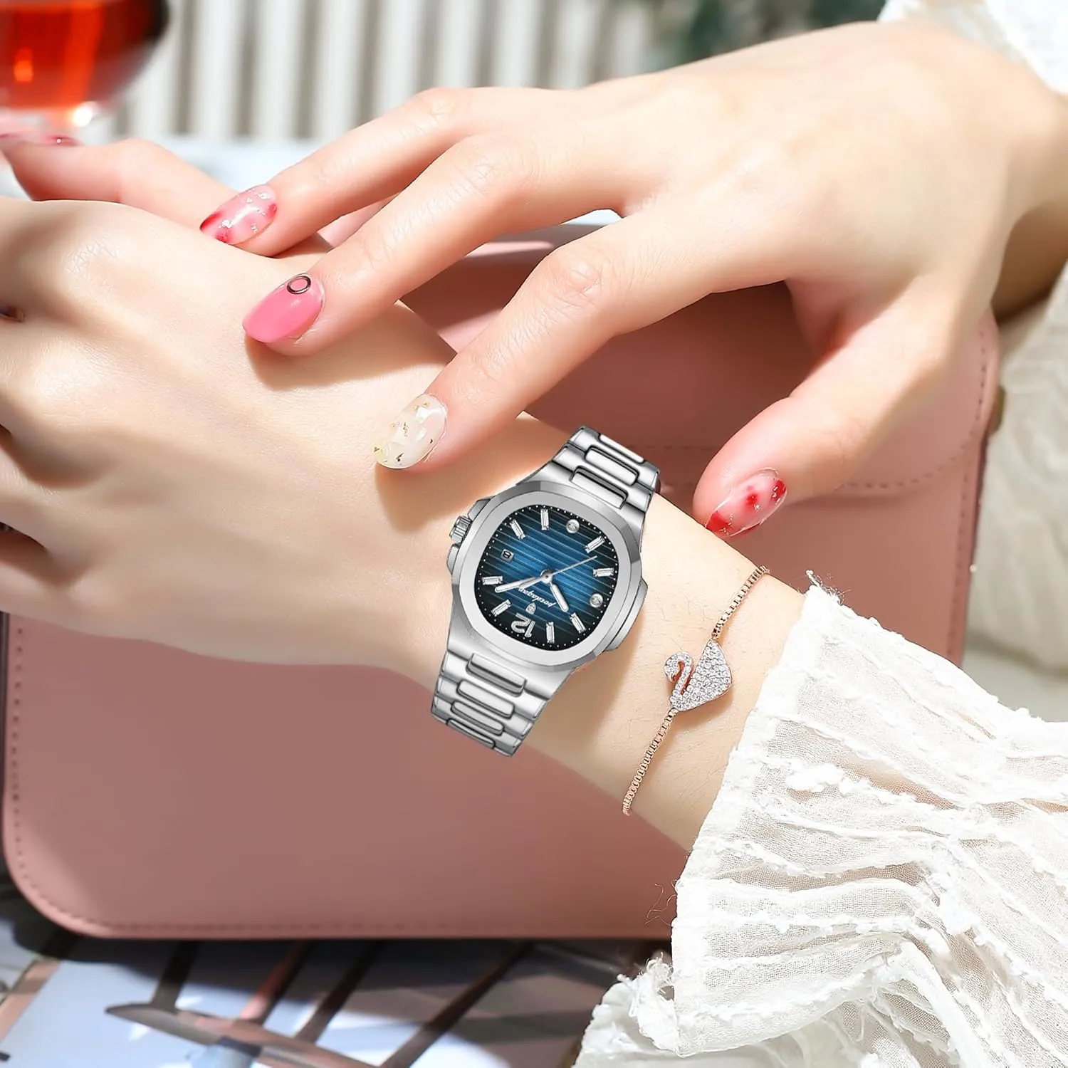 Watch for Women Business Dress Analog Quartz Two Tone Stainless Steel Waterproof Luminous Date Luxury Casual Wrist Watch