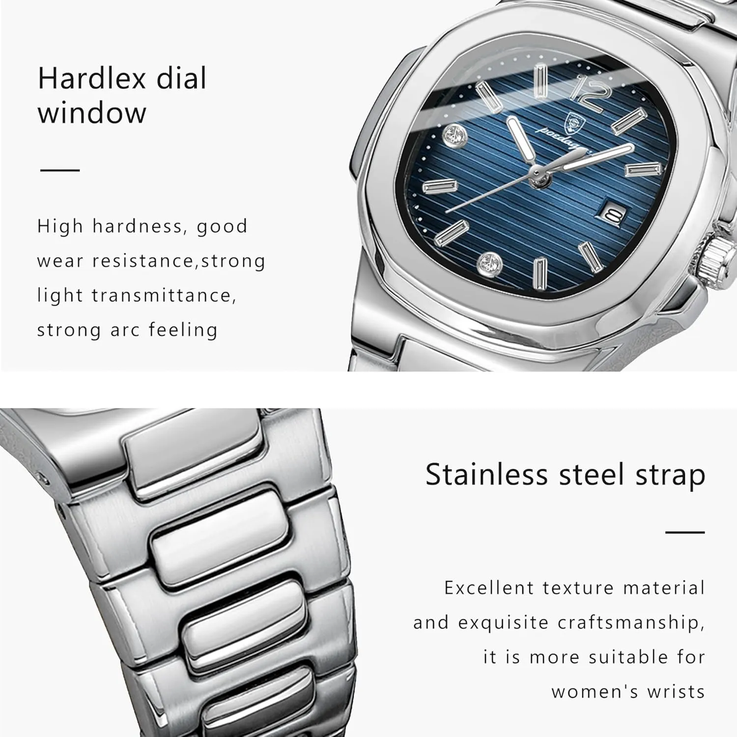 Watch for Women Business Dress Analog Quartz Two Tone Stainless Steel Waterproof Luminous Date Luxury Casual Wrist Watch
