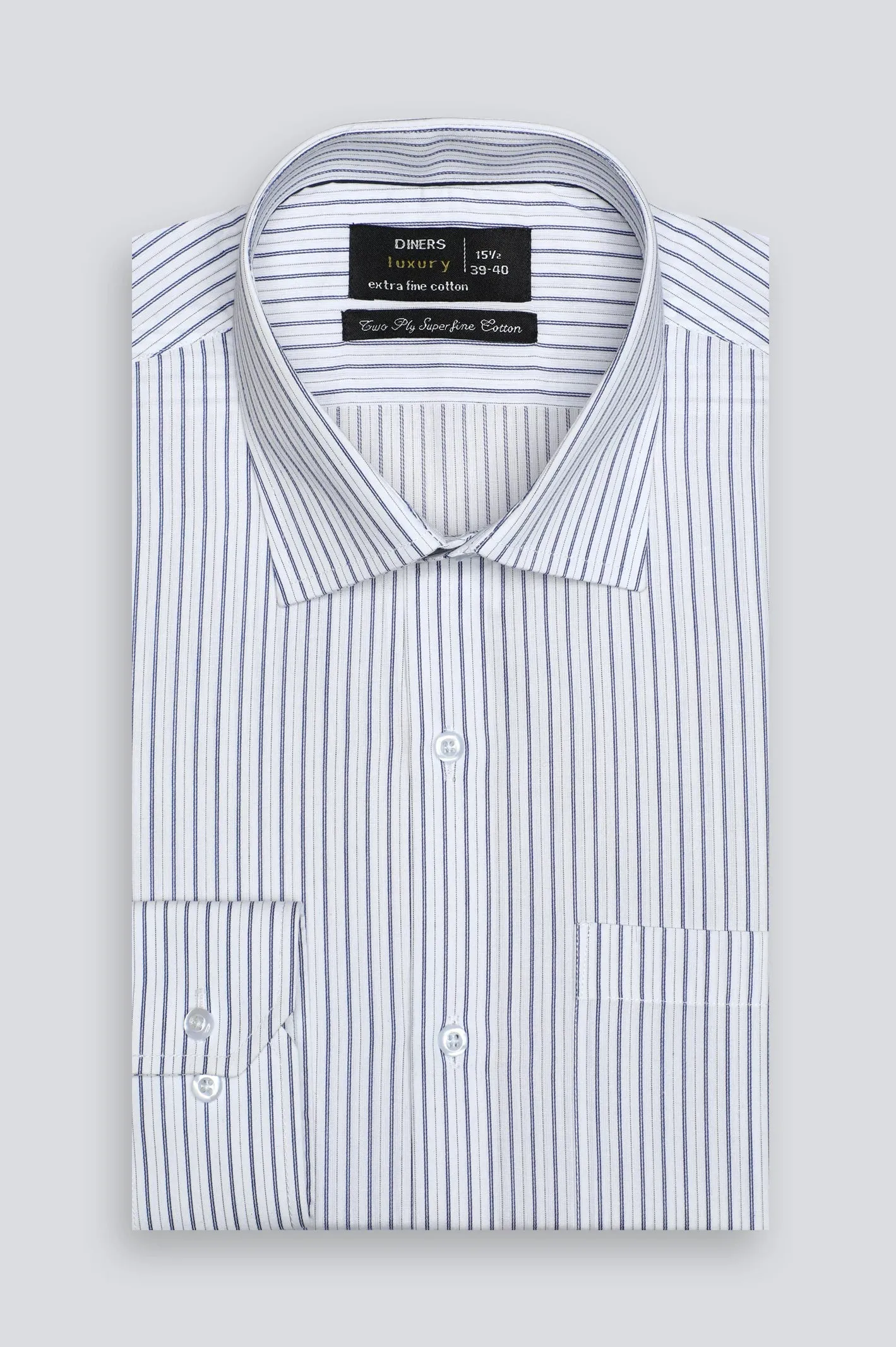 White Pencil Stripes Formal Shirt