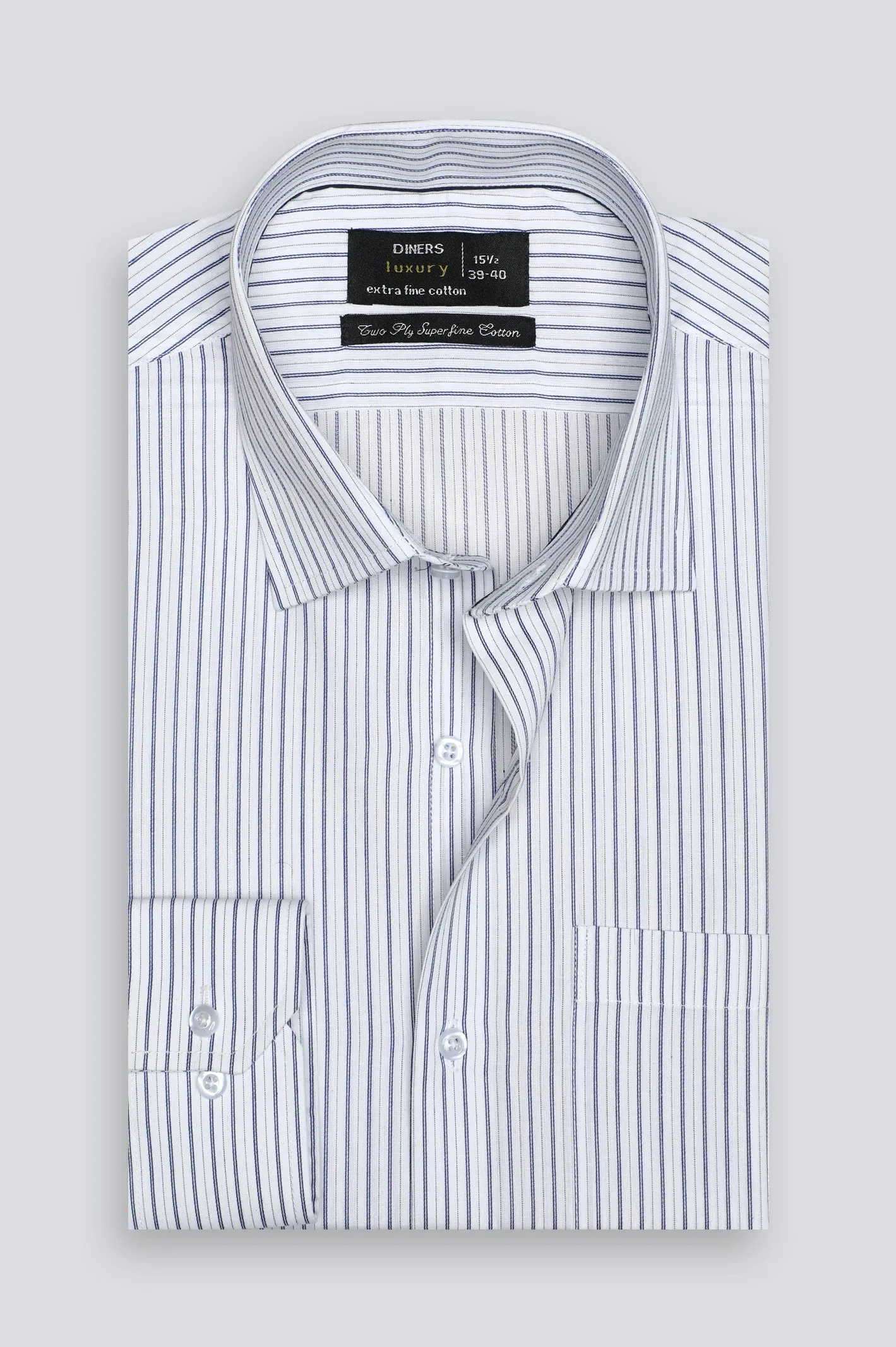 White Pencil Stripes Formal Shirt
