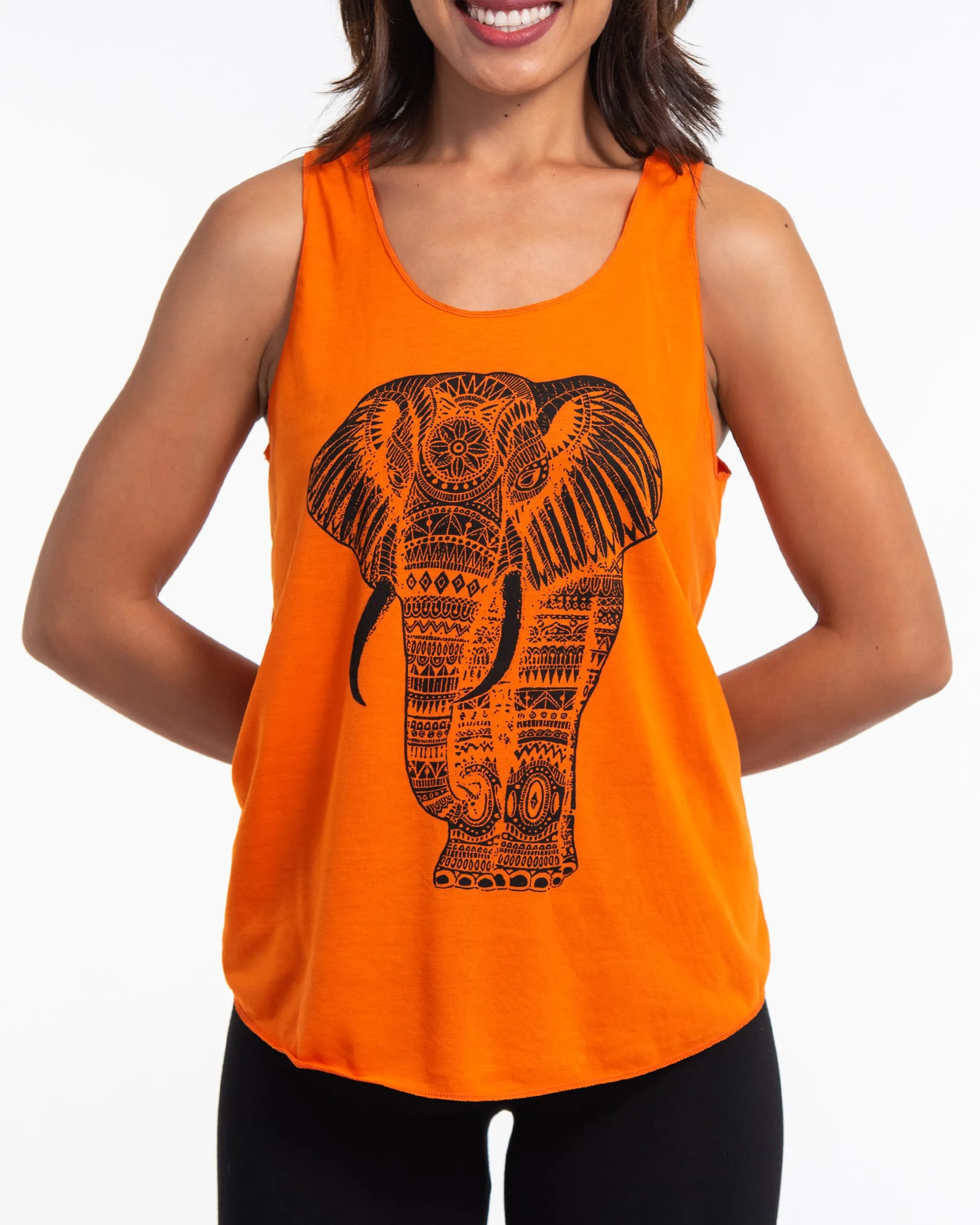 Womens Regal Elephant Tank Top in Orange